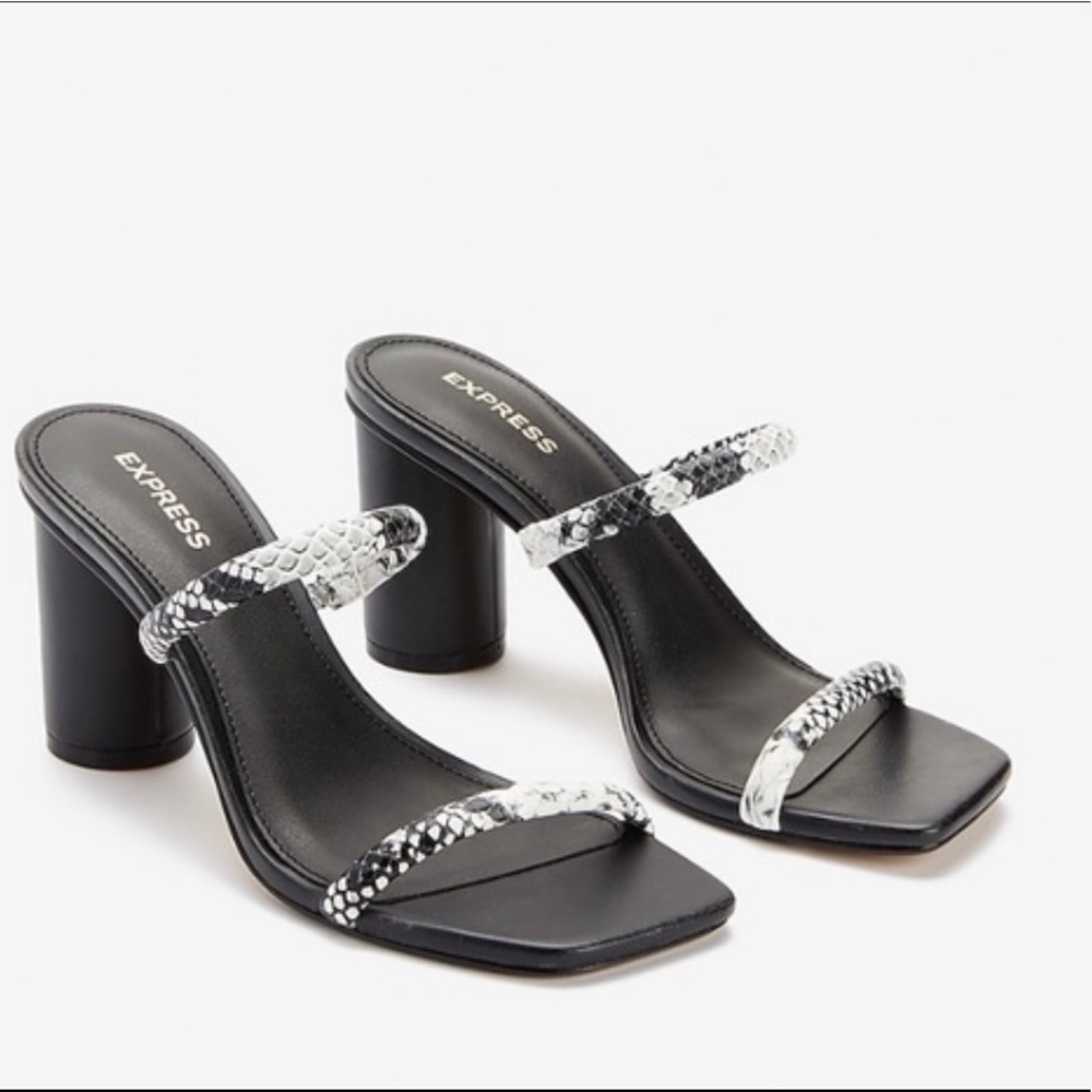Express snake print Double Band Block Heel…